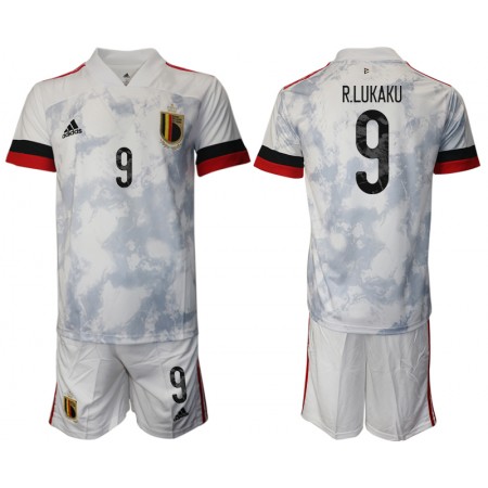 Billiga Fotbollströjor Belgien Romelu Lukaku 9 Barn Borta tröja EM 2020 Kortärmad